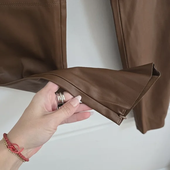 Zara brown faux leather high waist slim pants size S - Picture 5 of 9